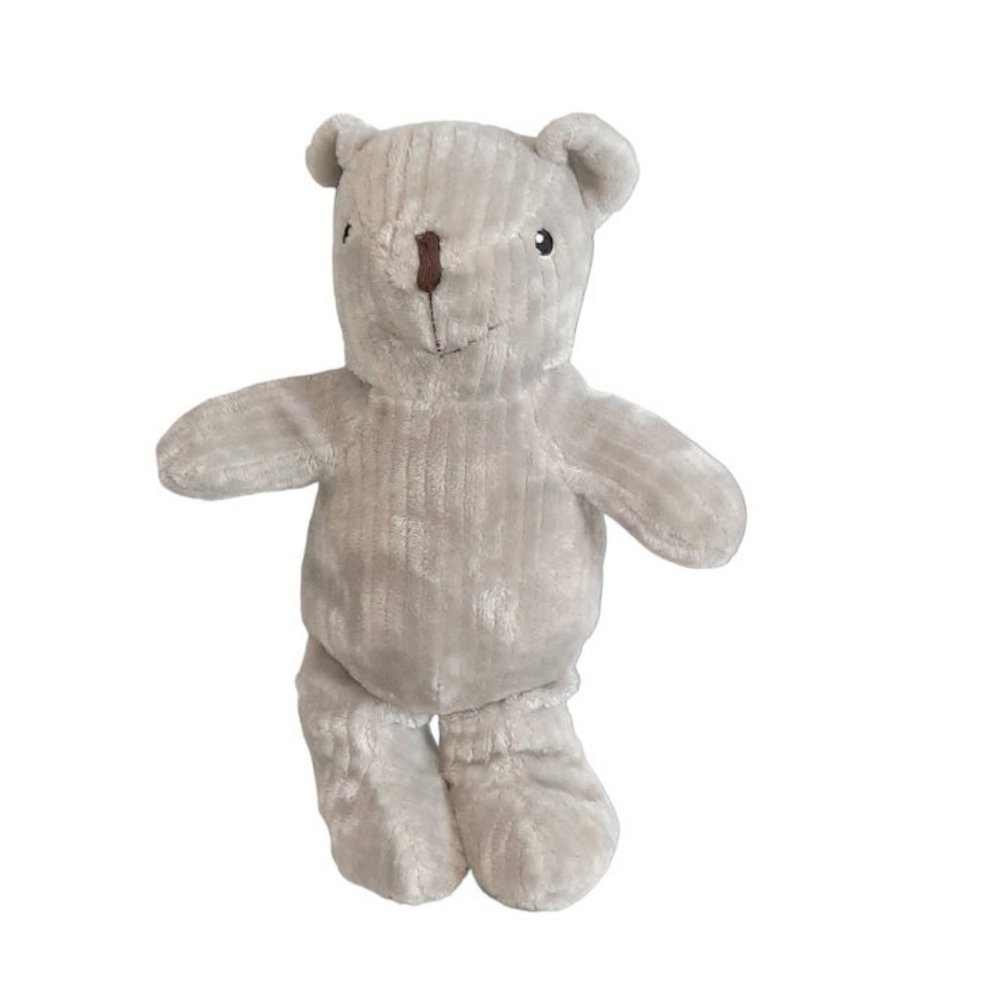 Petit Monde Gray Teddy Bear Ribbed Plush Stuffed Animal Toy 13"